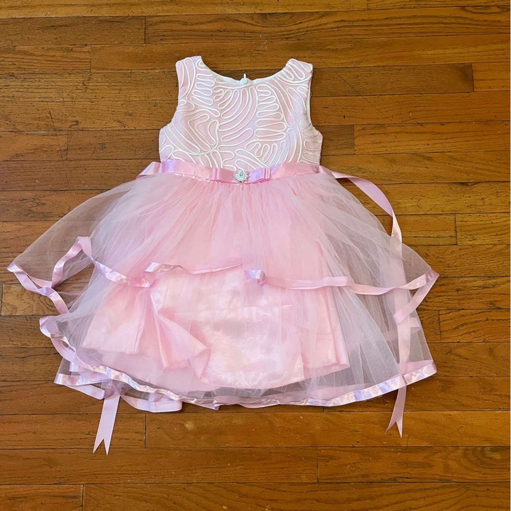 Sunny Fashion Flower Girls Dress Pink Belted Wedding Party Bridesmaid Size 5